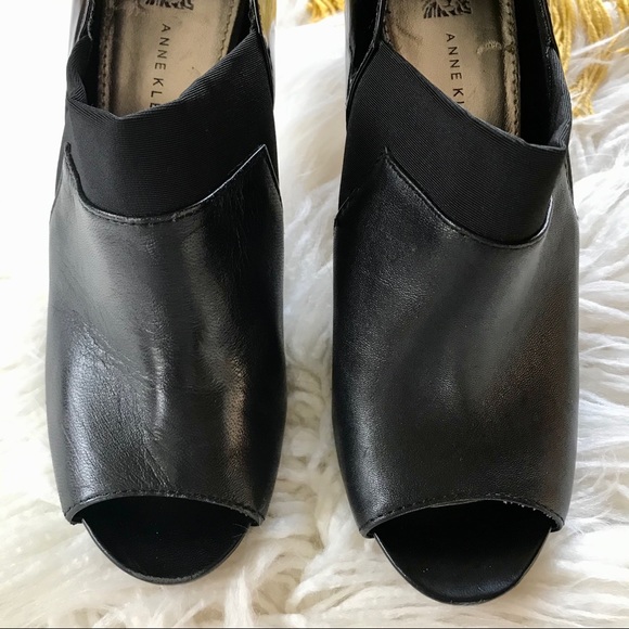 Anne Klein Ottone Peep Toe Leather Ankle Booties - Picture 6 of 9